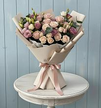 Букет цветов из:  Розы и Лизиантусы в Лесные Поляны