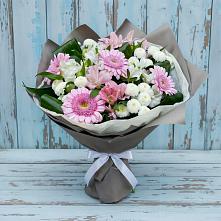 Букет цветов из:  Герберы, Альстромерии и Хризантемы в Лесные Поляны