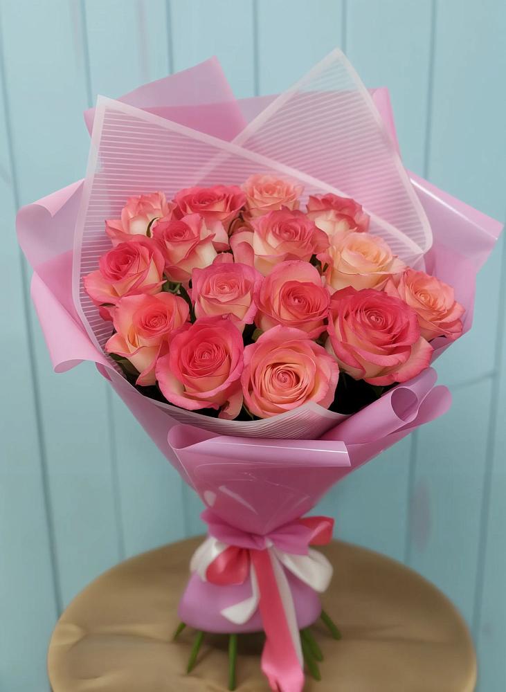 Букет 15 Розовых роз Равель в Лесные Поляны