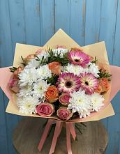 Букет цветов из:  Розы, Герберы и Хризантемы в Лесные Поляны