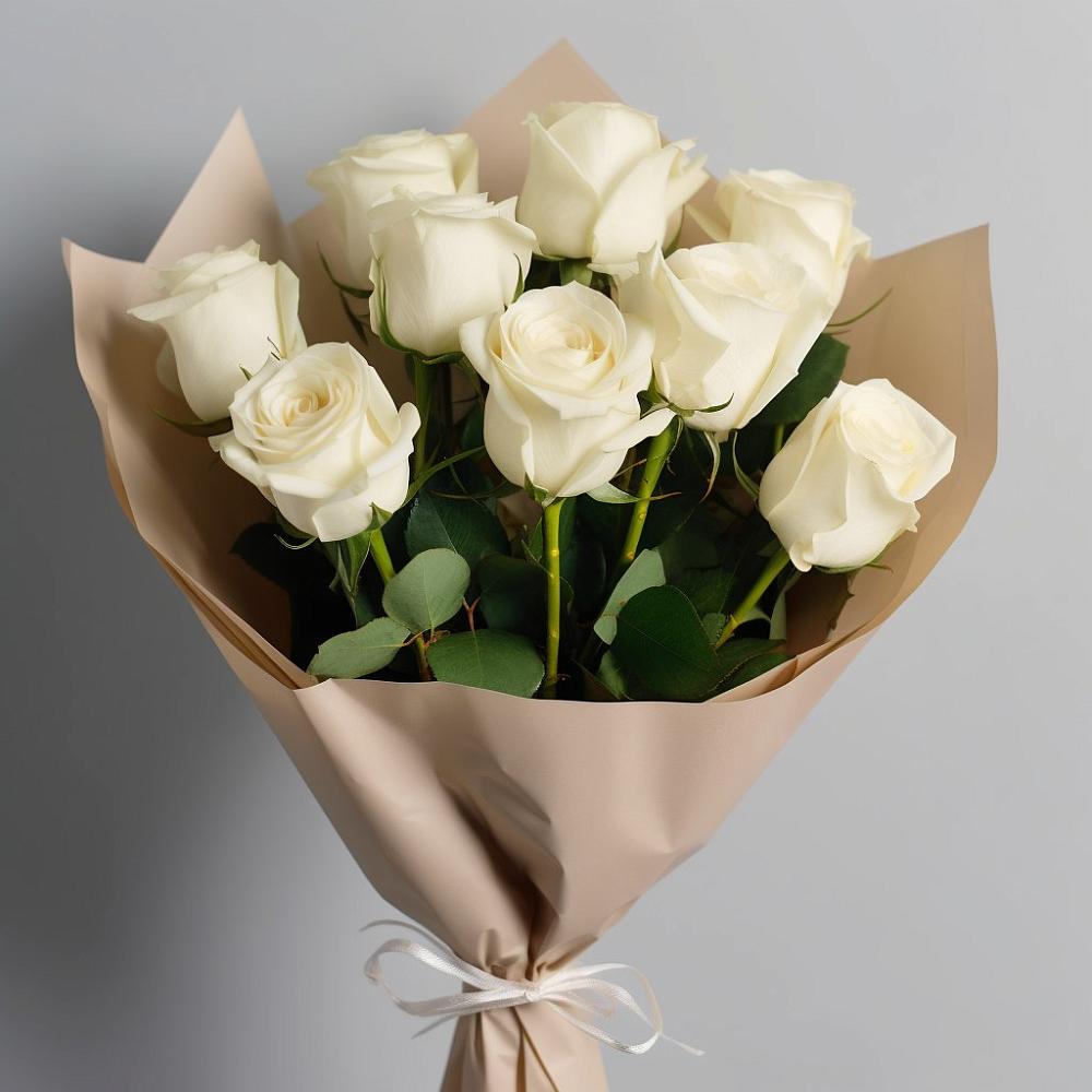 Букет 9 Белых роз Эдлесс Лав в Лесные Поляны