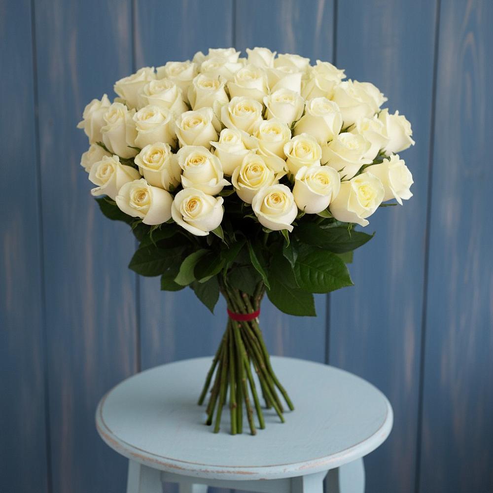 Букет 51 Белая роза Эдлесс Лав в Лесные Поляны