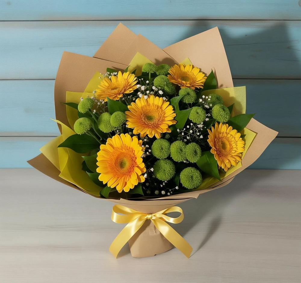 Букет цветов из: Герберы и Хризантемы в Лесные Поляны