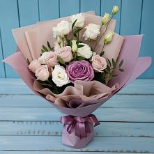Букет цветов из:  Розы и Лизиантусы в Лесные Поляны