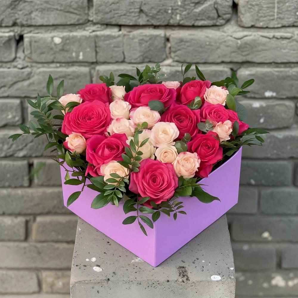 Цветочная композиция из Розы в коробке в Лесные Поляны