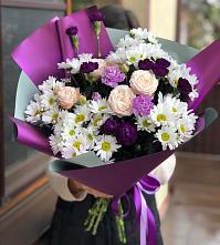Букет цветов из:  Хризантемы, Гвоздики и Розы #REPLACE_PRED# Лесные Поляны