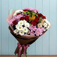 Букет цветов из:  Розы, Хризантемы и Альстромерии в Лесные Поляны
