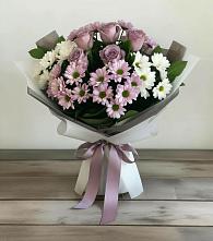 Букет цветов из:  Хризантемы и Розы в Лесные Поляны