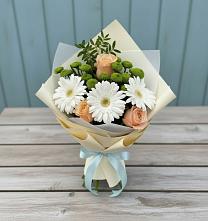 Букет цветов из:  Герберы, Розы и Хризантемы в Лесные Поляны
