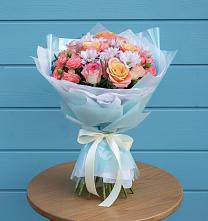 Букет цветов из:  Хризантемы и Розы в Лесные Поляны
