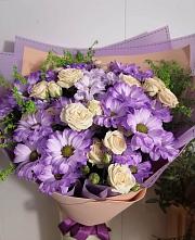 Букет цветов из:  Хризантемы и Розы #REPLACE_PRED# Лесные Поляны